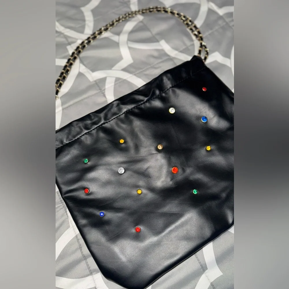 Elegant Black Women's Bag with Colorful Accents